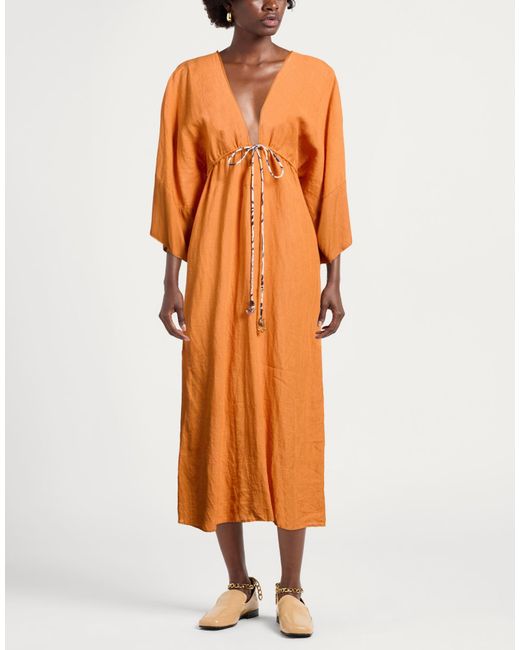 Ottod'Ame Orange Maxi Dress Linen