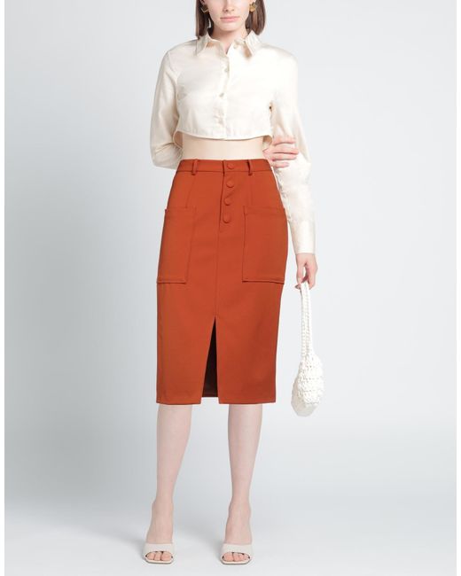WEILI ZHENG Orange Midi Skirt