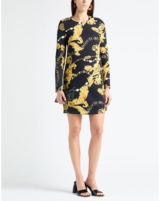 Versace Jeans Couture Black Mini Dress Polyester, Elastane