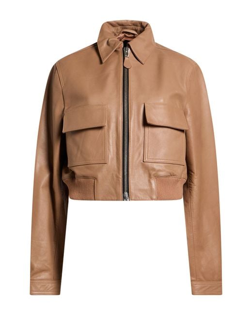 Hogan Natural Jacket Cow Leather, Cotton, Polyester, Elastane