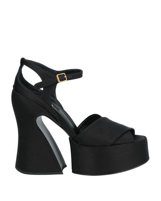 Rochas Black Sandals Textile Fibers