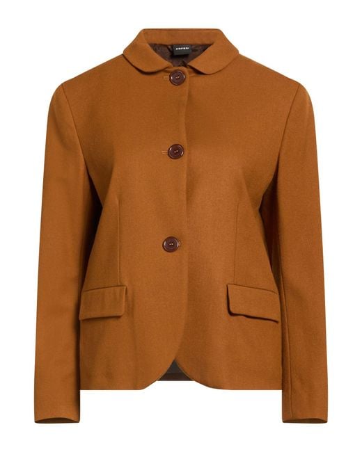 Aspesi Brown Camel Jacket Virgin Wool, Elastane