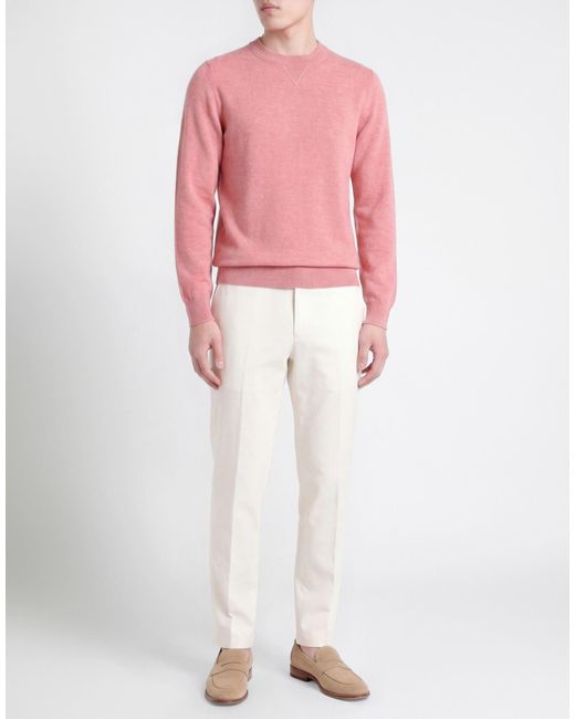 Fedeli Pink Sweater Cashmere, Linen for men