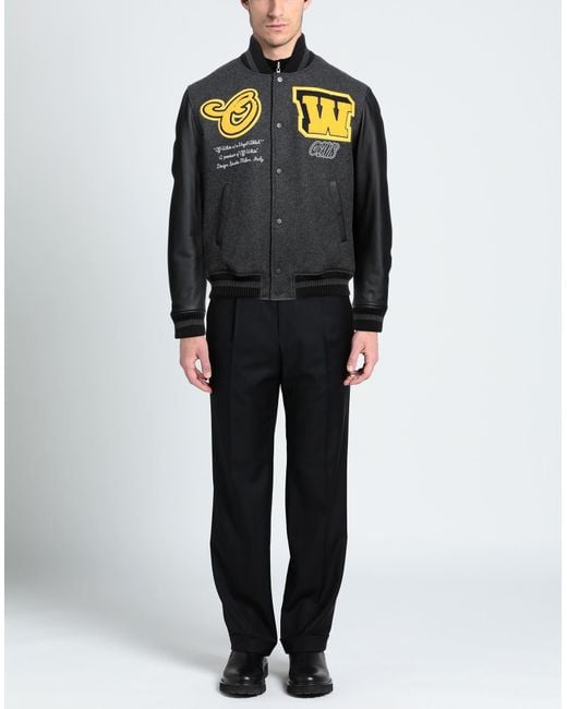 Off-White c/o Virgil Abloh Black Varsity Cat-motif Bomber Jacket for men