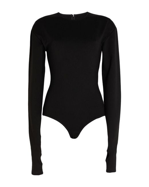 MM6 by Maison Margiela Black Bodysuit Viscose, Polyamide, Elastane