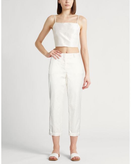 Peserico White Pants Cotton, Tencel, Silk, Elastane