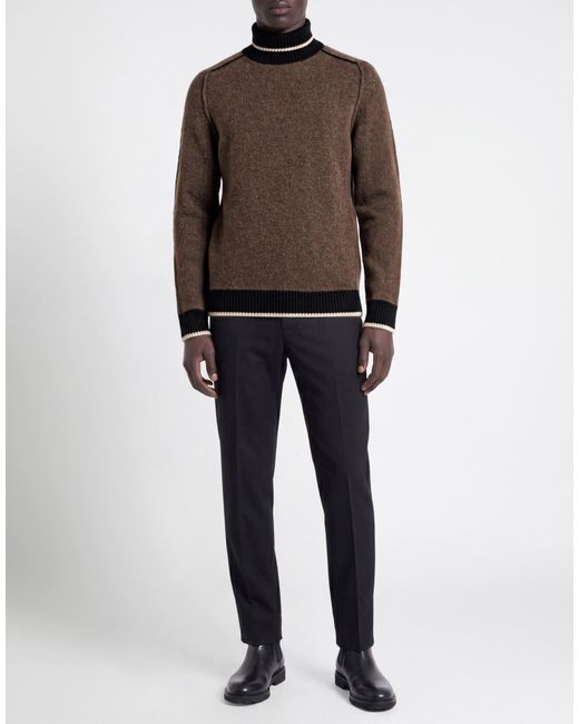 Peserico Brown Turtleneck Wool, Polyamide, Cashmere, Elastane for men