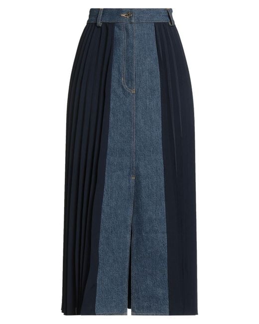 Sandro Blue Midi Skirt Polyester, Cotton