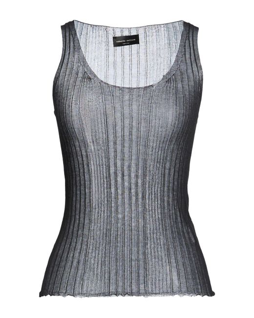 Roberto Collina Gray Top Linen, Polyester, Cotton, Elastane