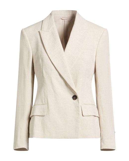 Brunello Cucinelli Natural Blazer Linen, Polyester, Polyamide