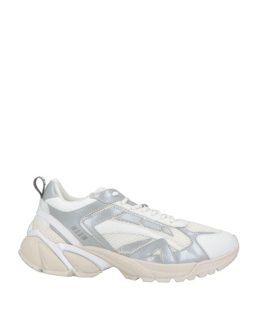 MSGM White Sneakers Leather, Textile Fibers