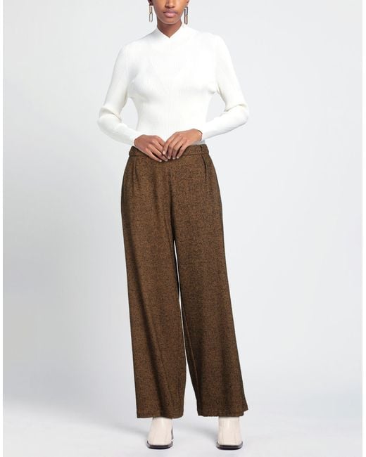 Niu Brown Pants Wool, Viscose, Polyester, Synthetic Fibers
