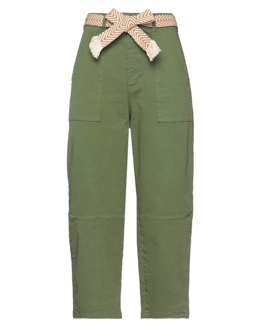 Motel Green Military Pants Cotton, Elastane