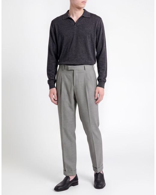 Paoloni Gray Light Pants Virgin Wool, Elastane for men