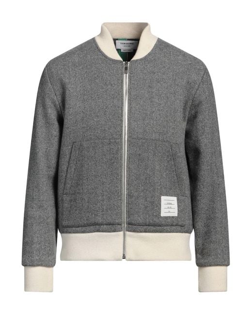 Thom Browne Gray Jacket Wool, Cotton for men