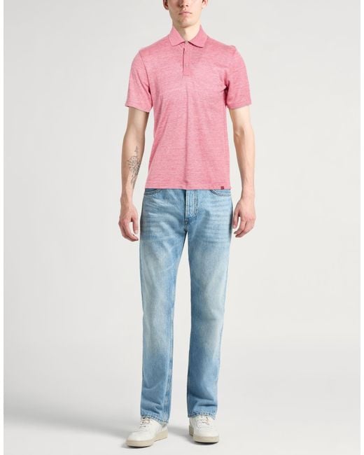 Paul & Shark Pink Polo Shirt Linen for men