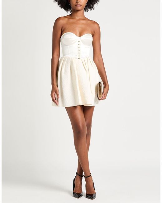 Elisabetta Franchi Natural Mini Dress Acetate, Polyamide, Elastane, Tencel, Acrylic