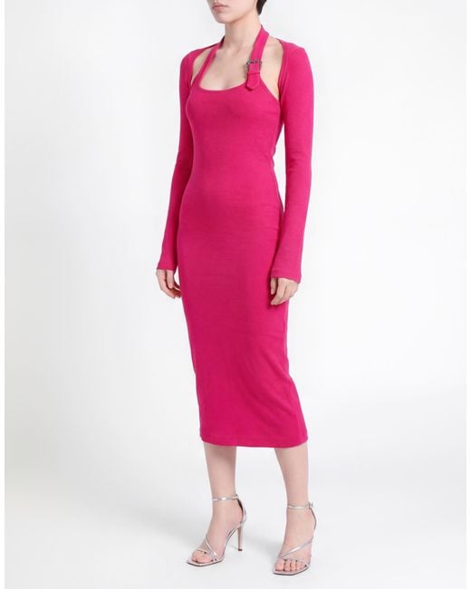 Versace Jeans Couture Pink Fuchsia Midi Dress Cotton, Elastane