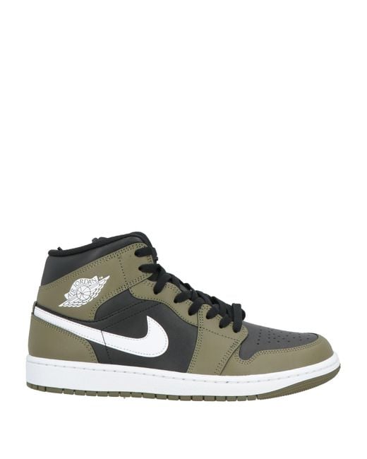 Nike Green Military Sneakers Leather, Textile Fibers for men