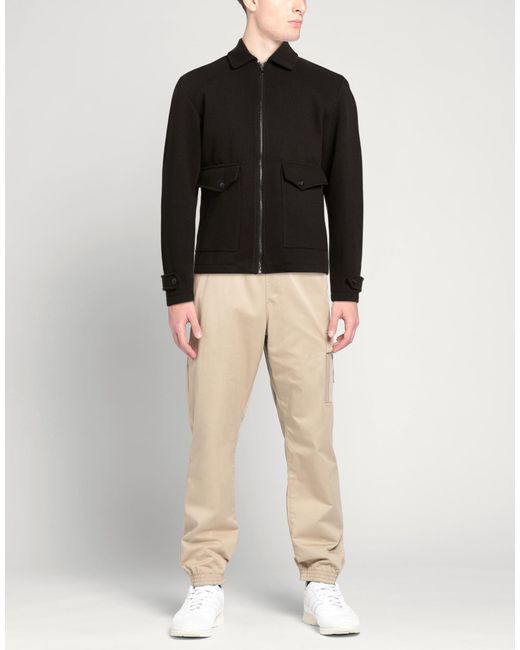 Exte Black Jacket Polyester, Viscose, Wool for men