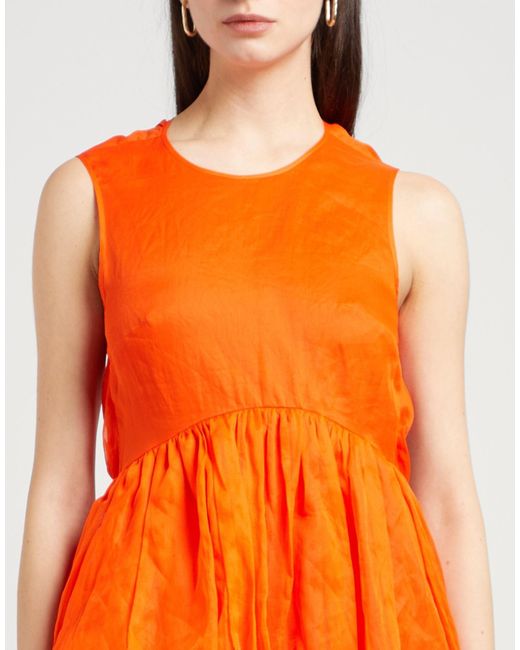 CECILIE BAHNSEN Orange Midi Dress Cotton