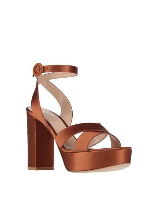 Gianvito Rossi Brown Tan Sandals Textile Fibers