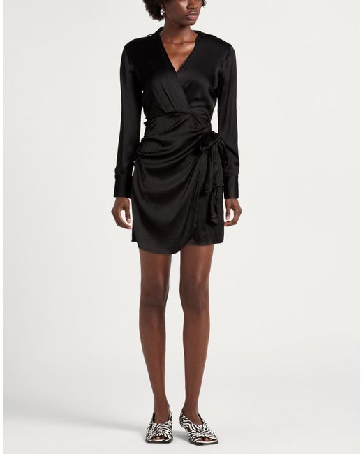 Kaos Black Mini Dress Rayon, Viscose, Elastane