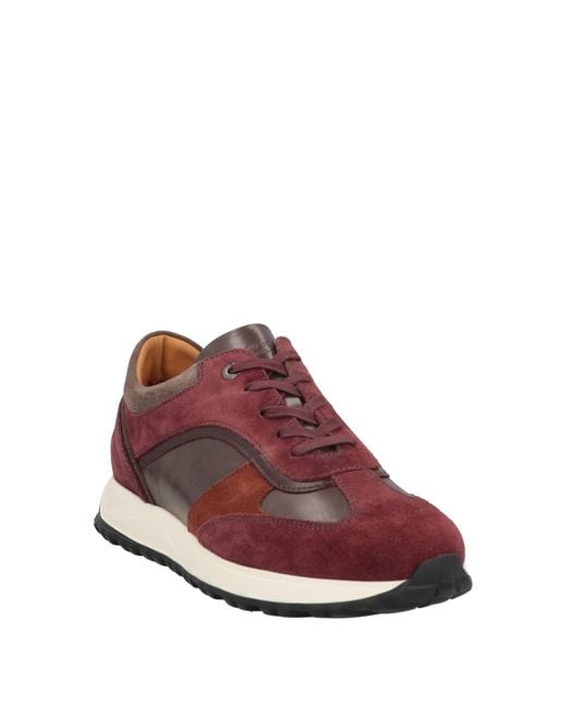 Testoni Brown Burgundy Sneakers Leather for men