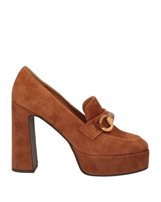 J.A.P. JOSE ANTONIO PEREIRA Brown Camel Loafers Leather