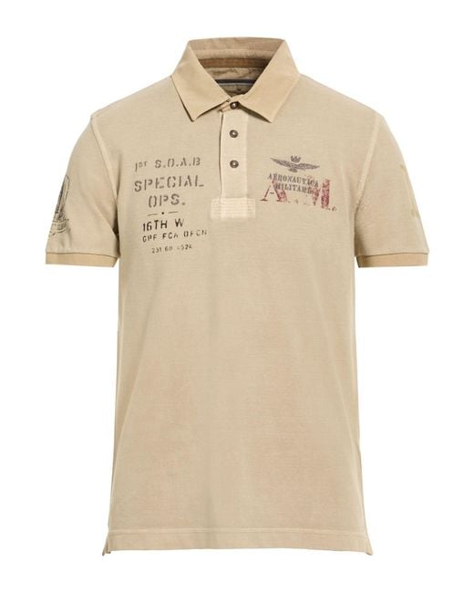 Aeronautica Militare Natural Sand Polo Shirt Cotton for men