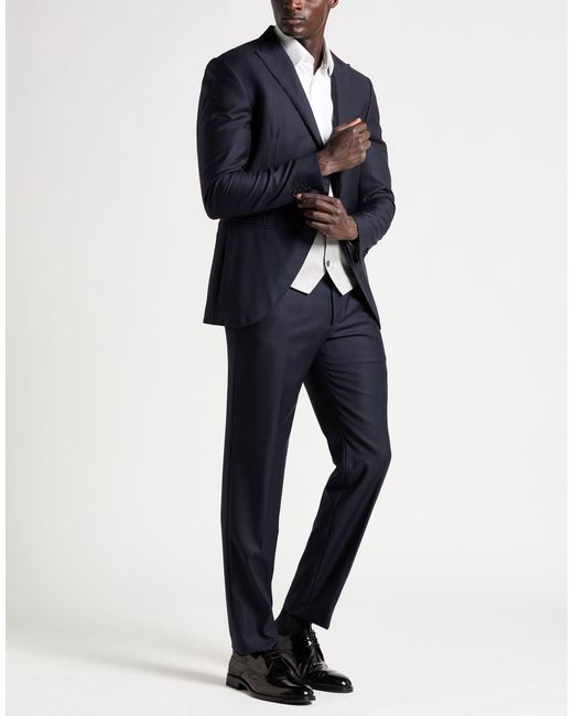 Corneliani Blue Midnight Suit Virgin Wool for men