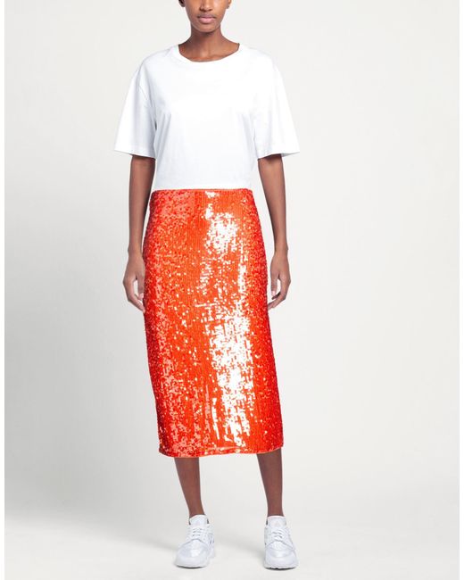 Suncoo Red Midi Skirt