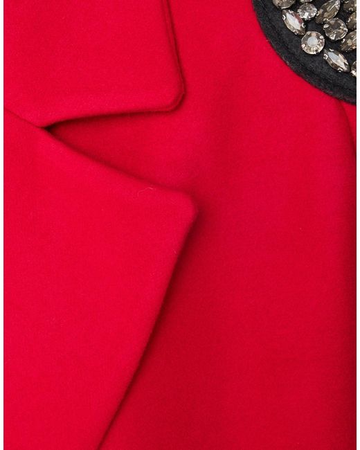 Gaelle Paris Red Coat Polyester, Viscose, Elastane