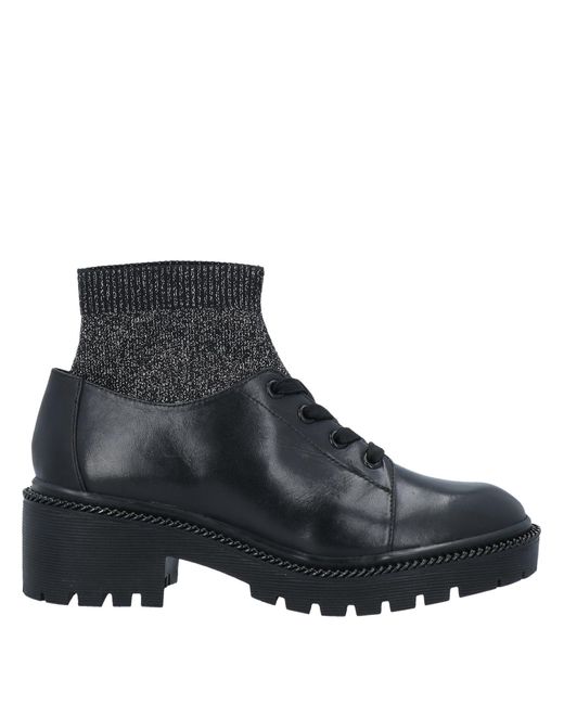 Apepazza Black Lace-Up Shoes Soft Leather, Textile Fibers