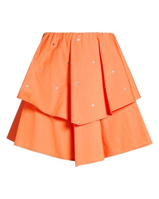 Jijil Orange Mini Skirt Cotton, Polyamide, Elastane