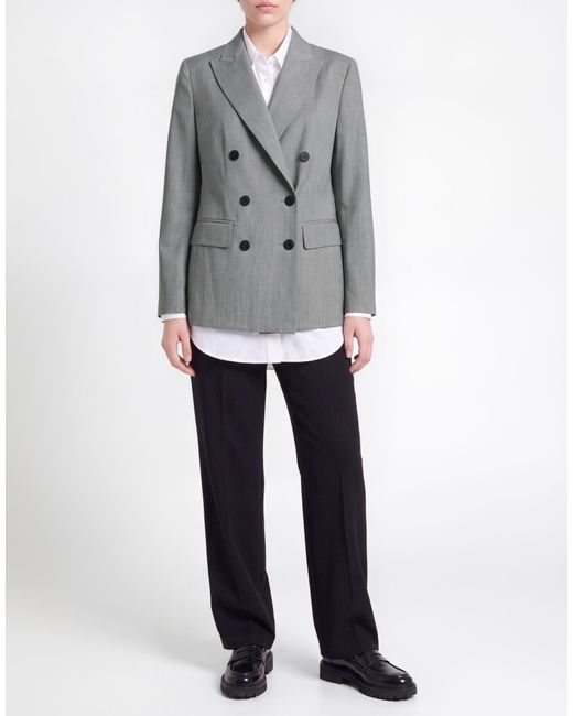 Caractere Gray Blazer Polyester, Wool, Viscose, Elastane