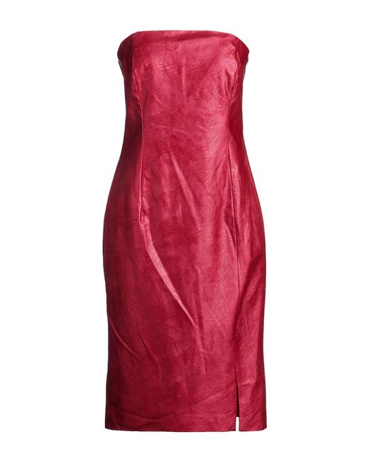 DOUBLE C Red Midi Dress Polyurethane, Viscose