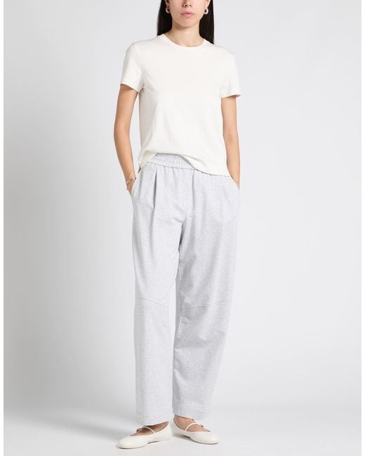 Brunello Cucinelli White Light Pants Cotton, Elastane