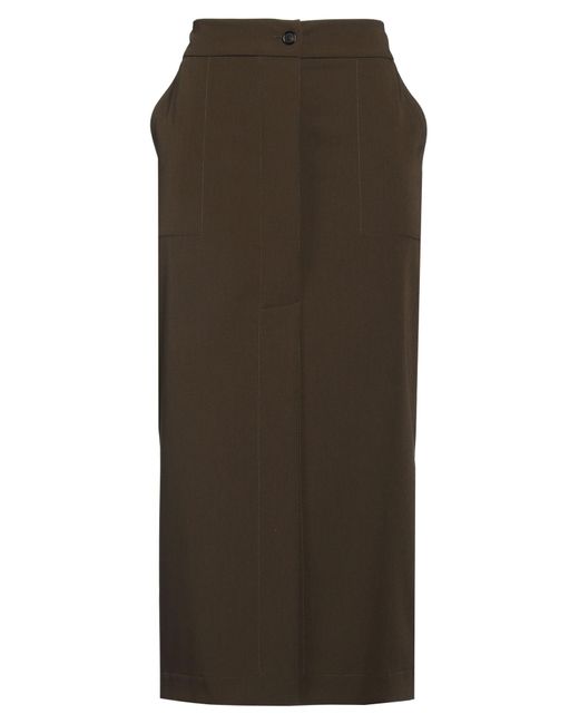 Pinko Green Midi Skirt Polyester, Viscose, Elastane