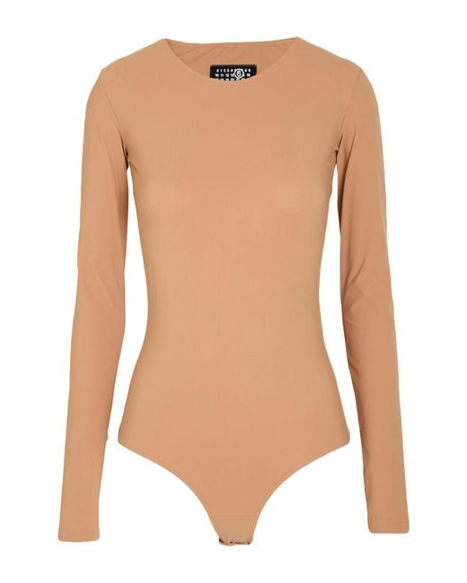 MM6 by Maison Margiela White Bodysuit Polyamide, Elastane