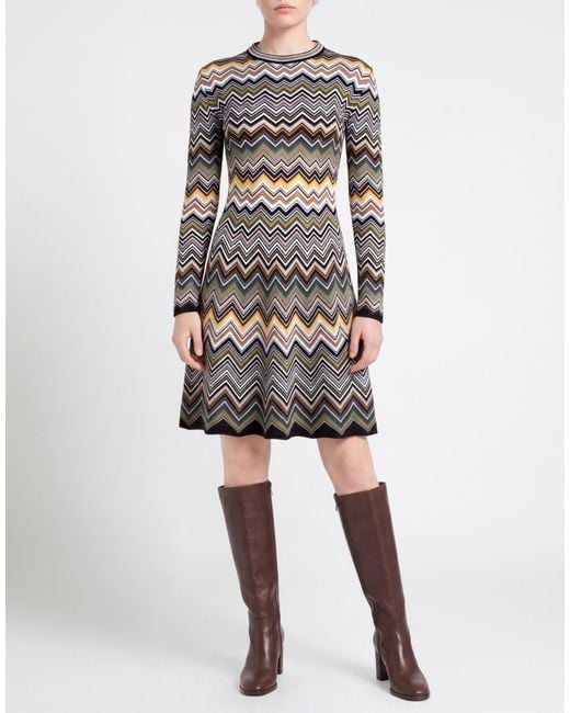 Missoni Gray Mini Dress Viscose, Wool, Polyester