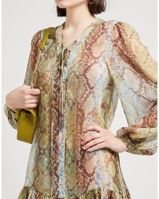 Guess Gray Lime Mini Dress Polyester