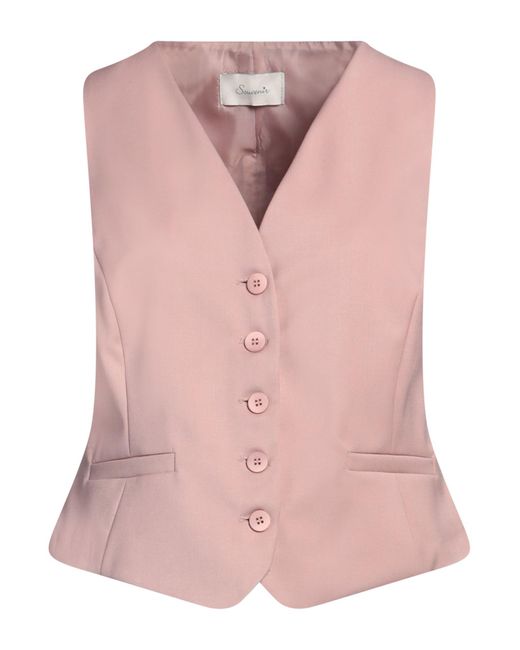 Souvenir Clubbing Pink Pastel Tailored Vest Polyester, Viscose, Elastane