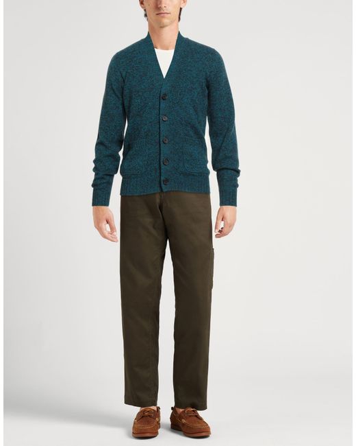 Drumohr Blue Deep Cardigan Lambswool for men