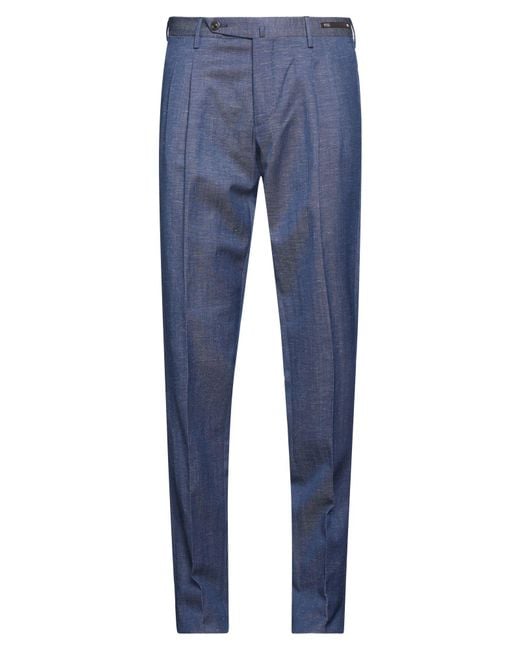 PT Torino Blue Pants Virgin Wool, Linen, Elastane for men