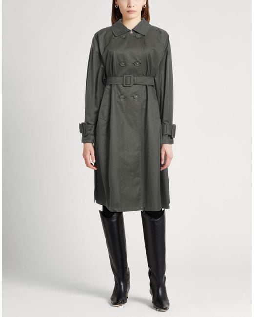 Herno Gray Overcoat & Trench Coat Cotton, Polyester