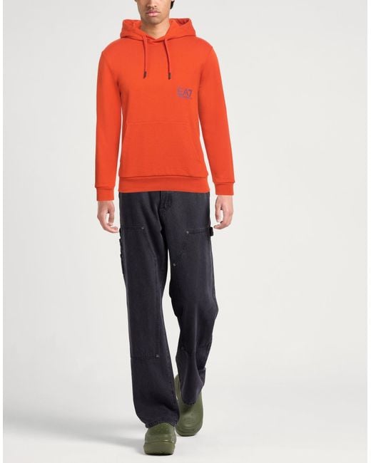 EA7 Orange Sweatshirt Cotton, Elastane for men
