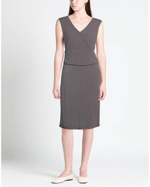 Cappellini By Peserico Gray Midi Dress Viscose