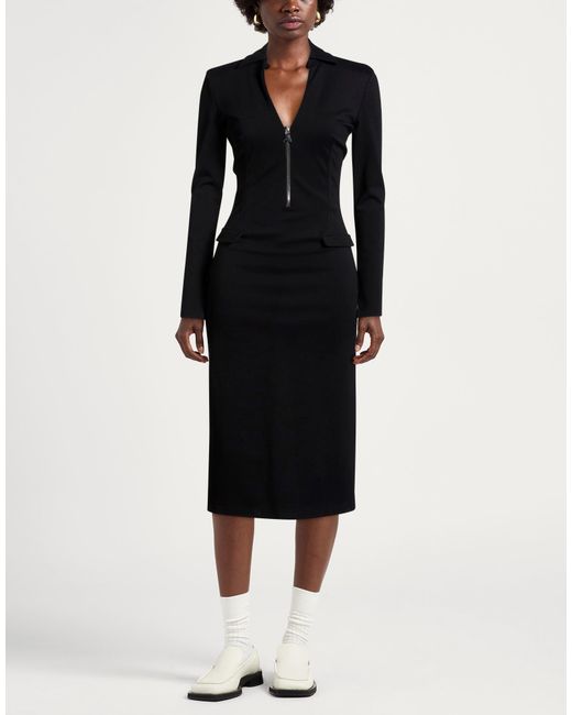 Patrizia Pepe Black Midi Dress Viscose, Polyamide, Elastane