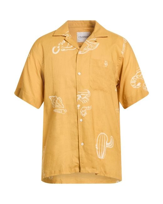 Closed Yellow Shirt Linen, Viscose for men